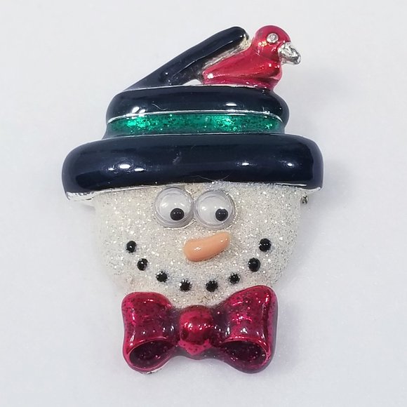 Vintage Danecraft Enameled Snowman Brooch 1980s - Picture 1 of 5